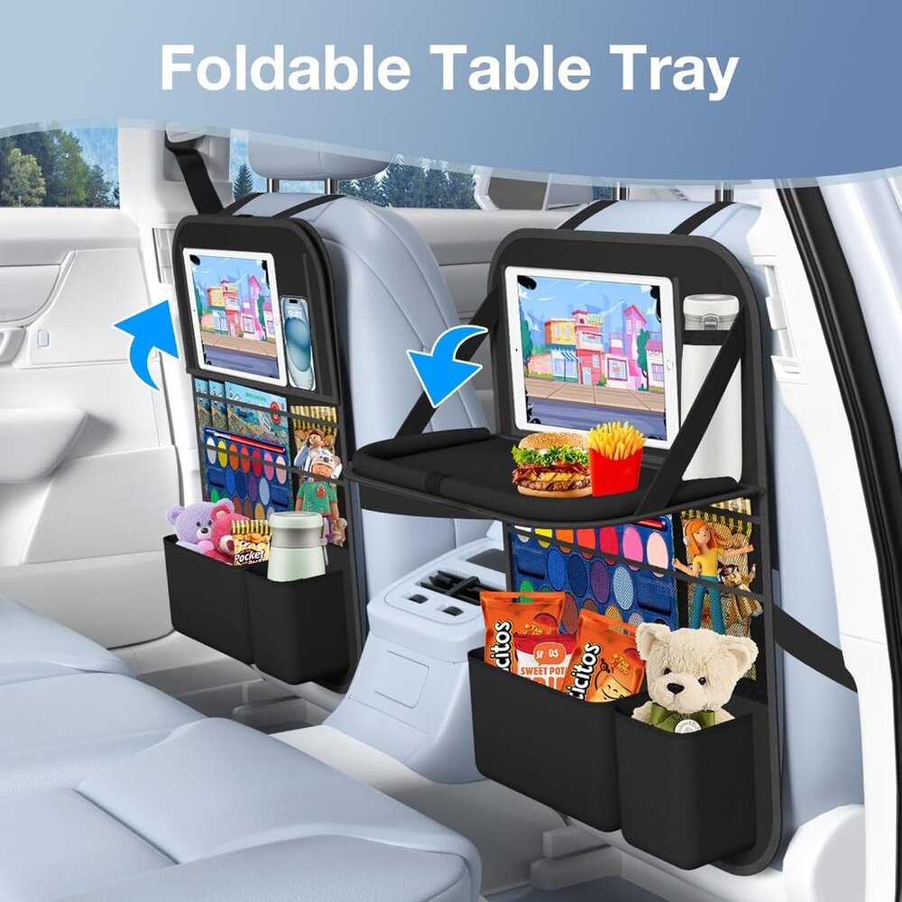 Car Backseat Organizer with Table Tray2-Pack 9 Storage Pockets Backseat Car Orga - Picture 3 of 9